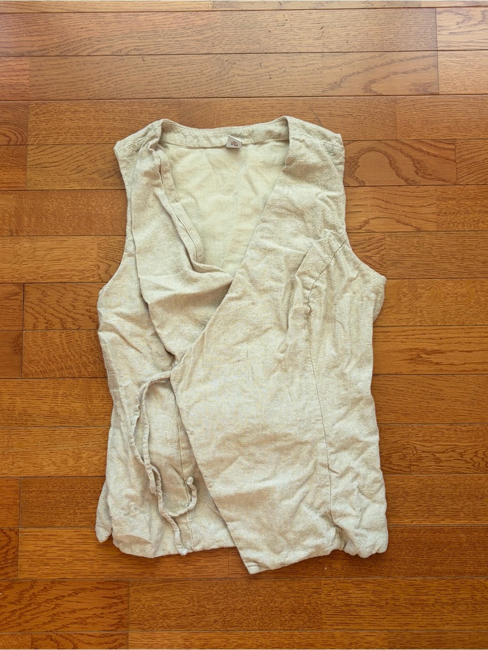 Old Navy Wrap Front Linen Blend Sleeveless Vest Tan